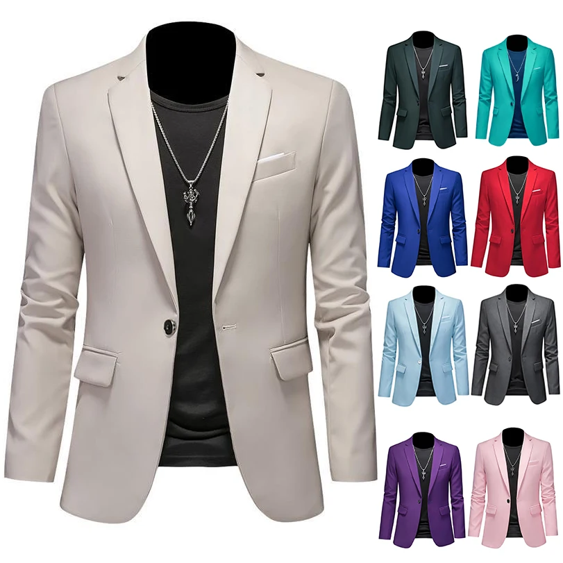 Jack Men'S Grooming - บูติกแฟชั่นสีทึบ High-end แบรนด์ Casual ธุรกิจผู้ชาย Blazer