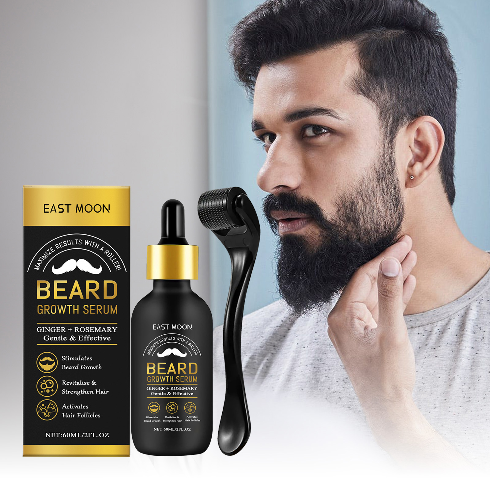 Men'S Grooming Tonic - น้ำมันบำรุงหนวดเคราแบบลูกกลิ้ง 0.25 มม. ช่วยบำรุงรากผม ให้หนวดเครานุ่มสลวย สำหรับผู้ชาย