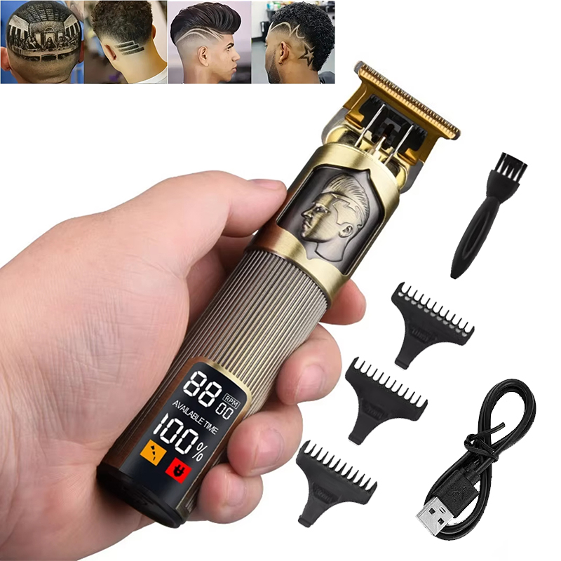 Mens Vintage Grooming Kit - T9 Professional Hair Clipper ไฟฟ้าสําหรับผู้ชายตัดผมตัดผมเครื่องโกนหนวดตัดผม Remover