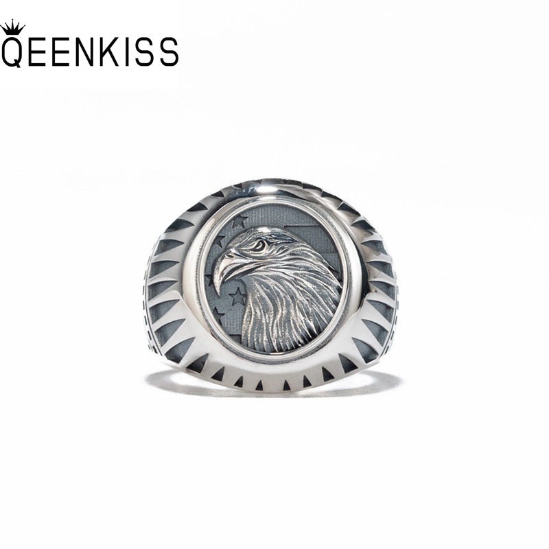 Men'S Grooming Set Gift - QEENKISS 925 เงินสเตอร์ลิง Vintage Eagle แหวนผู้ชายวันเกิดงานแต่งงานคริสต์มาสพ่อเจ้าบ่าวแฟนของขวัญ