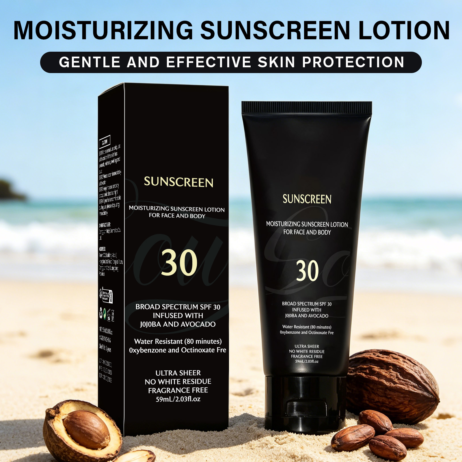 Face Moisturizer Spf - โลชั่นกันแดดป้องกันรังสียูวี สเปกตรัมกว้าง ป้องกันริ้วรอย ช่วยบำรุงผิวหน้าและผิวกาย สำหรับกิจกรรมกลางแจ้ง SPF