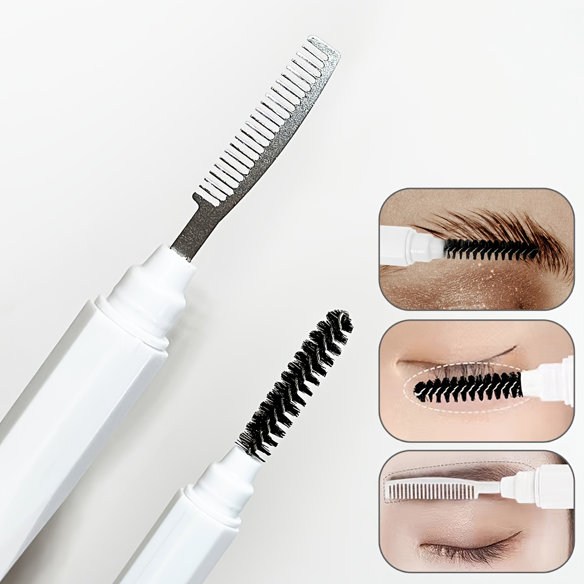 Comb Fine Tooth - หวีสองหัวสำหรับคิ้วและขนตา หวีเกลียวซี่ถี่ขนาดเล็ก หวีเหล็กคุณภาพสูง อุปกรณ์แต่งหน้าความงามระดับมืออาชีพสำหรับดวงตา