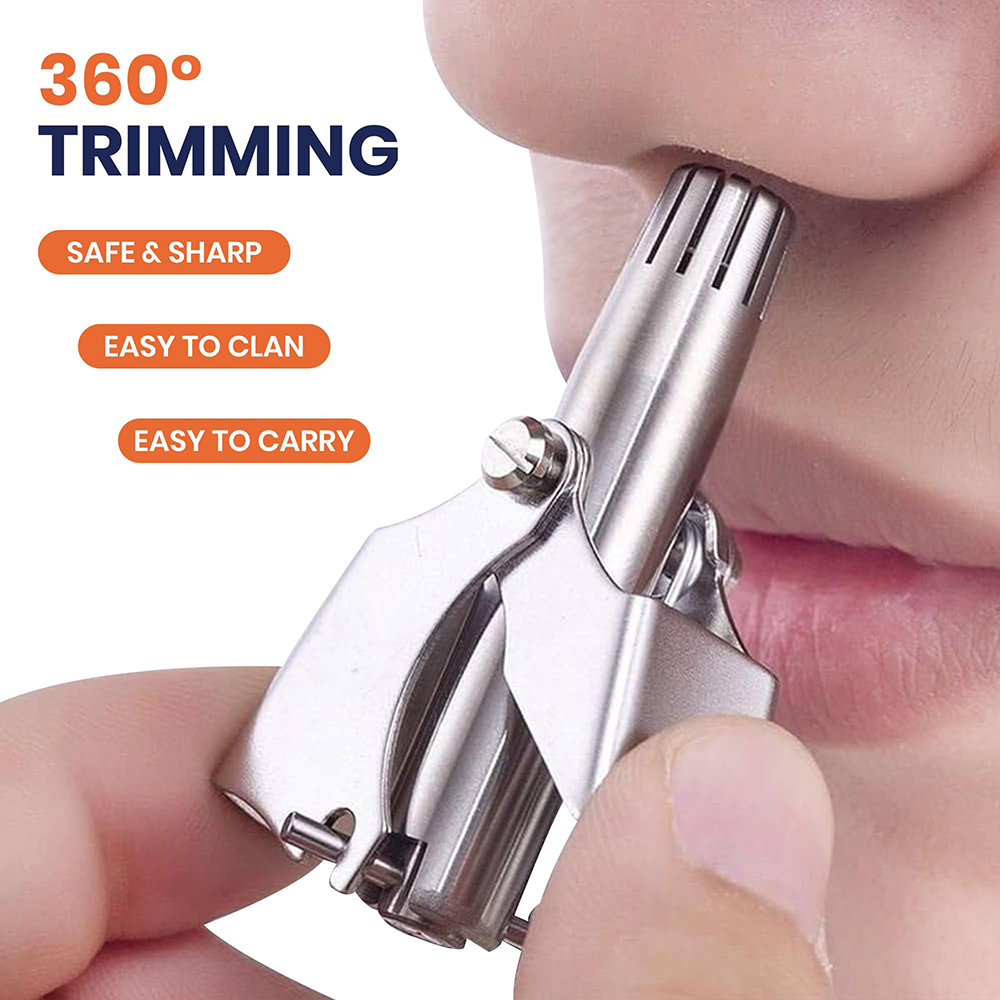 Men'S Grooming Ear Hair - เครื่องตัดขนจมูกและขนหูแบบพกพา สแตนเลสสตีล กันน้ำ ล้างทำความสะอาดง่าย เหมาะสำหรับการเดินทาง สำหรับผู้ชาย